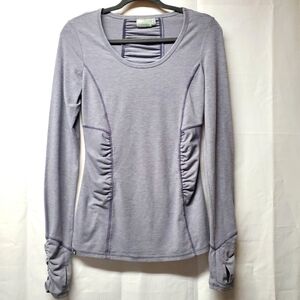 Athleta Grey Ruched Long Sleeve Athletic Top